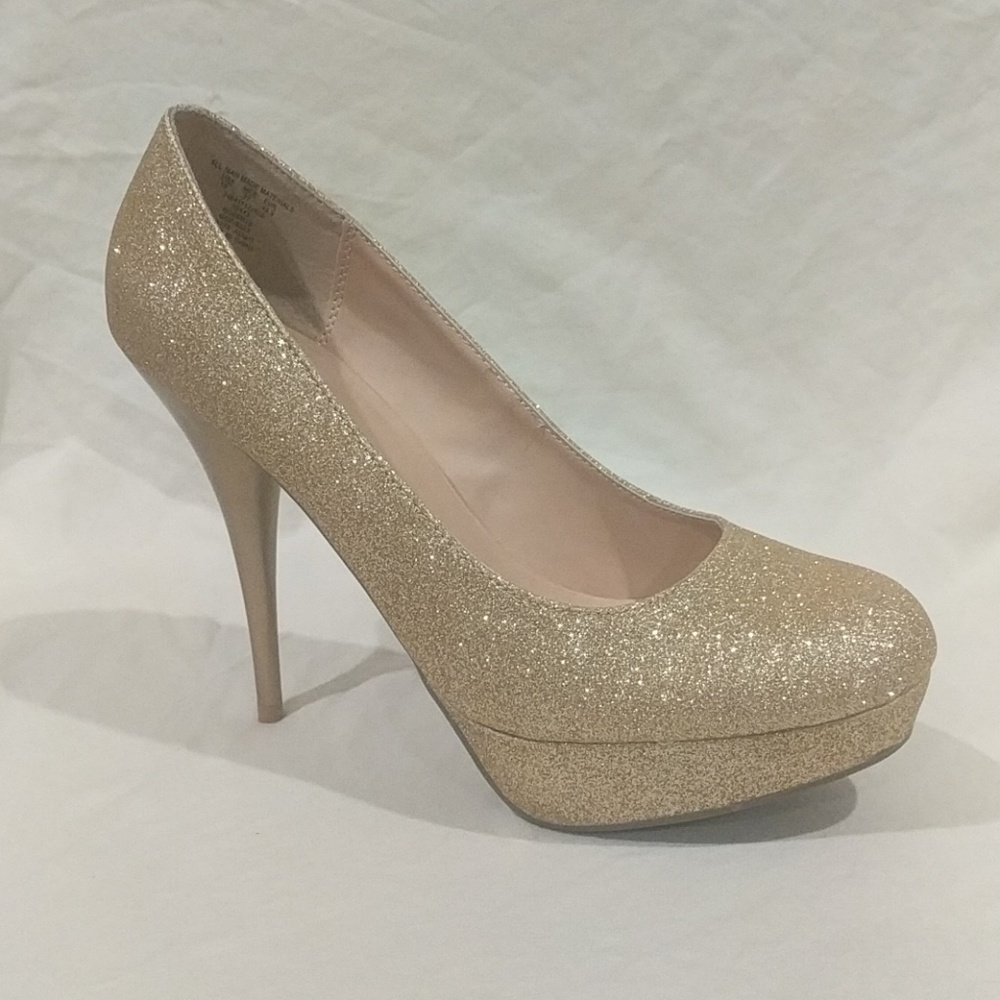 SM NY Gold Glitter Platform Heels